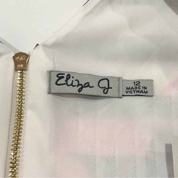 NWT ELIZA J Floral and Striped, 100% Cotton Dress with Cap Sleeves - Picture 3 of 10